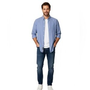 Robert Talbott Men's Button Front Long Sleeve Dress Shirt Blue 16 1/2-34